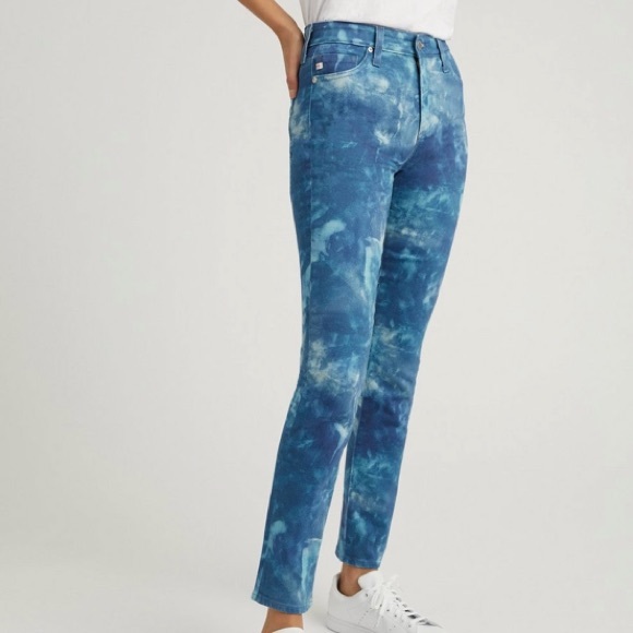 AG Mari jeans: NWT size: 25 Mid-rise, color: abstract tie dye night rain, - Picture 5 of 9